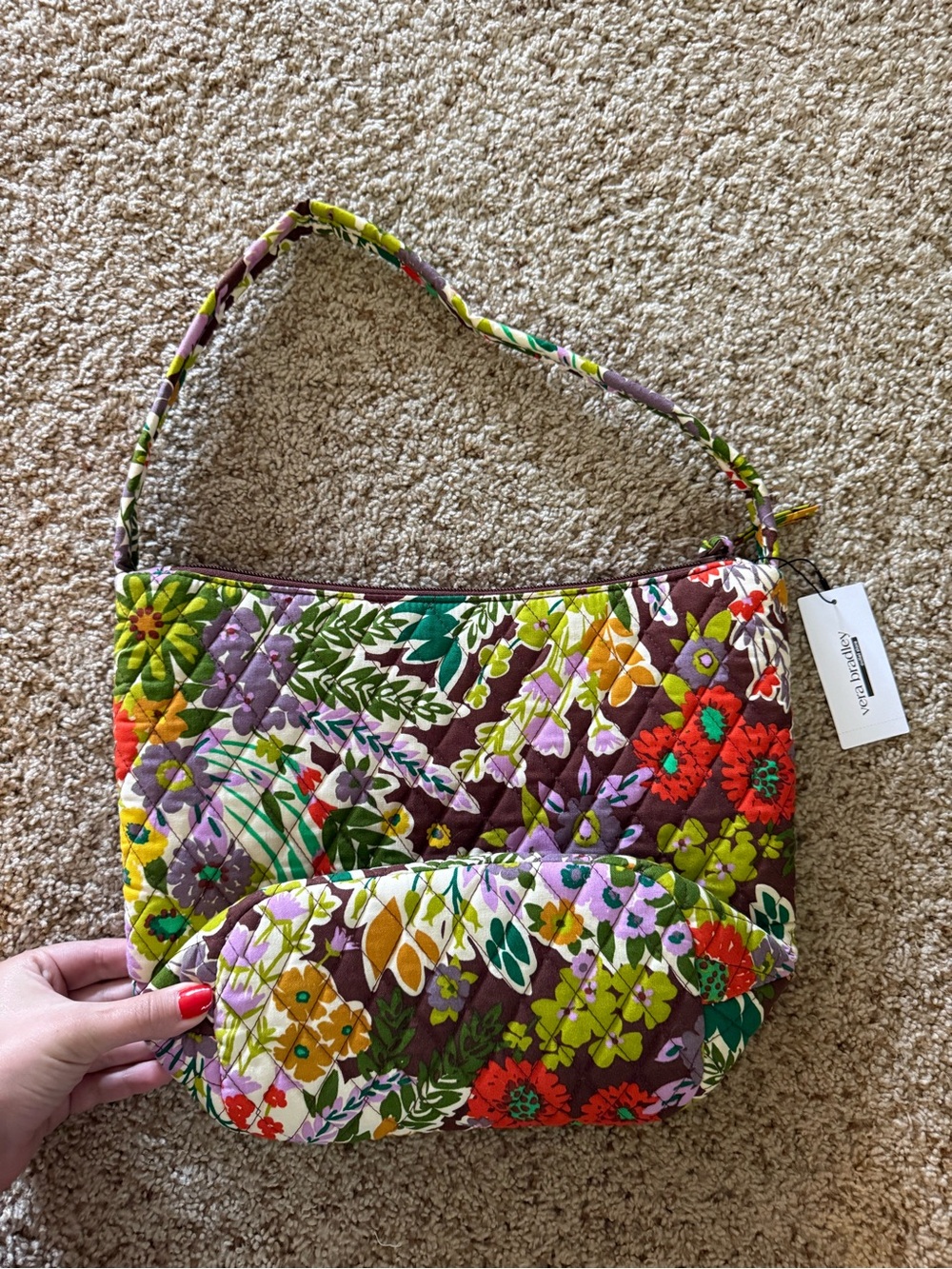 NWT Vera Bradley Evening Garden Slouchy Bucket Shoulder Bag Floral